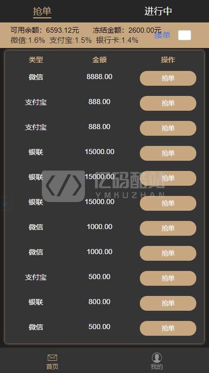 2020二开运营版全新UI界面支付抢单跑分源码下载插图 2020二开运营版全新UI界面支付抢单跑分源码下载插图